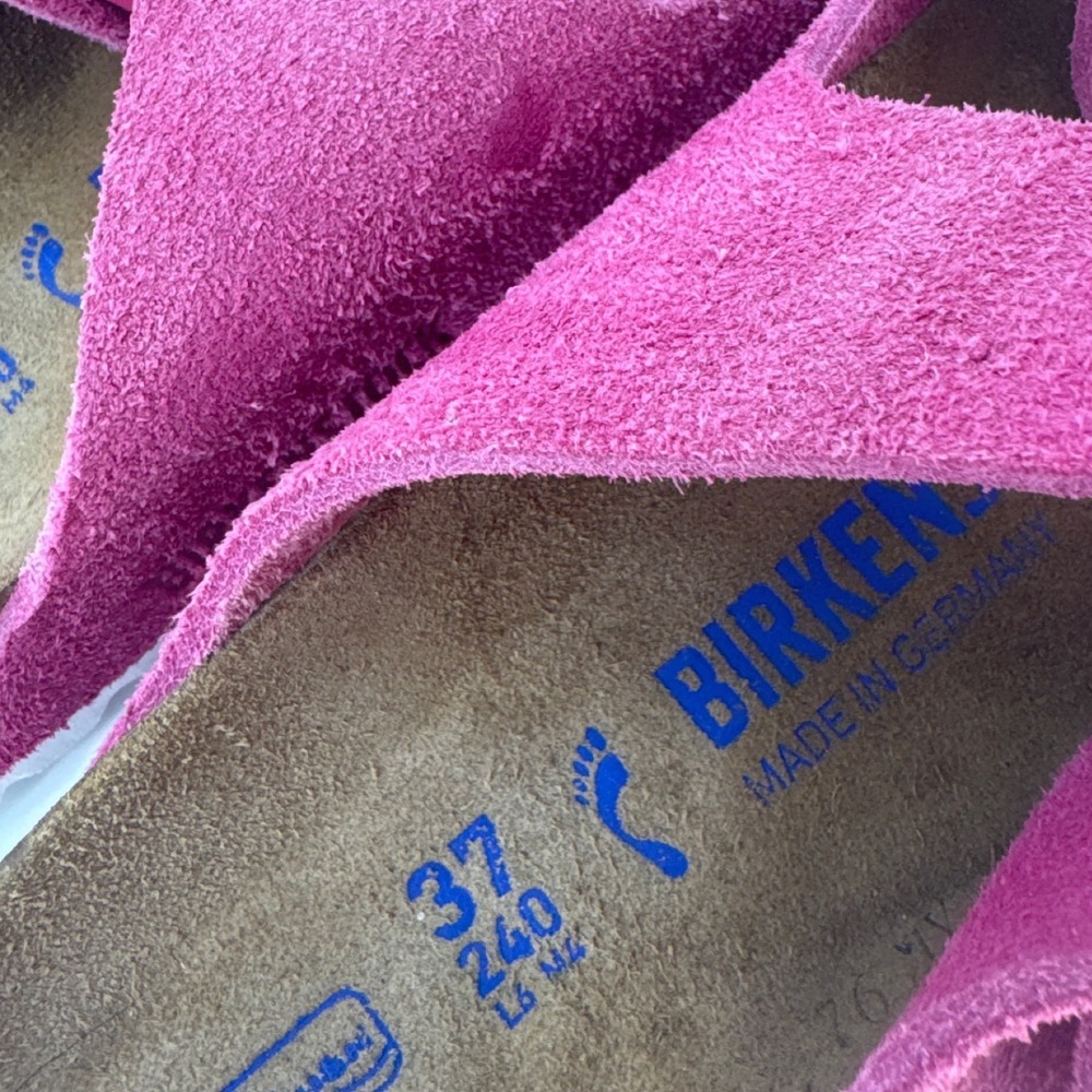 Birkenstock Arizona Women Sandals 37 Fuchsia Pink Suede Soft Footbed 2-Strap - Picture 8 of 8